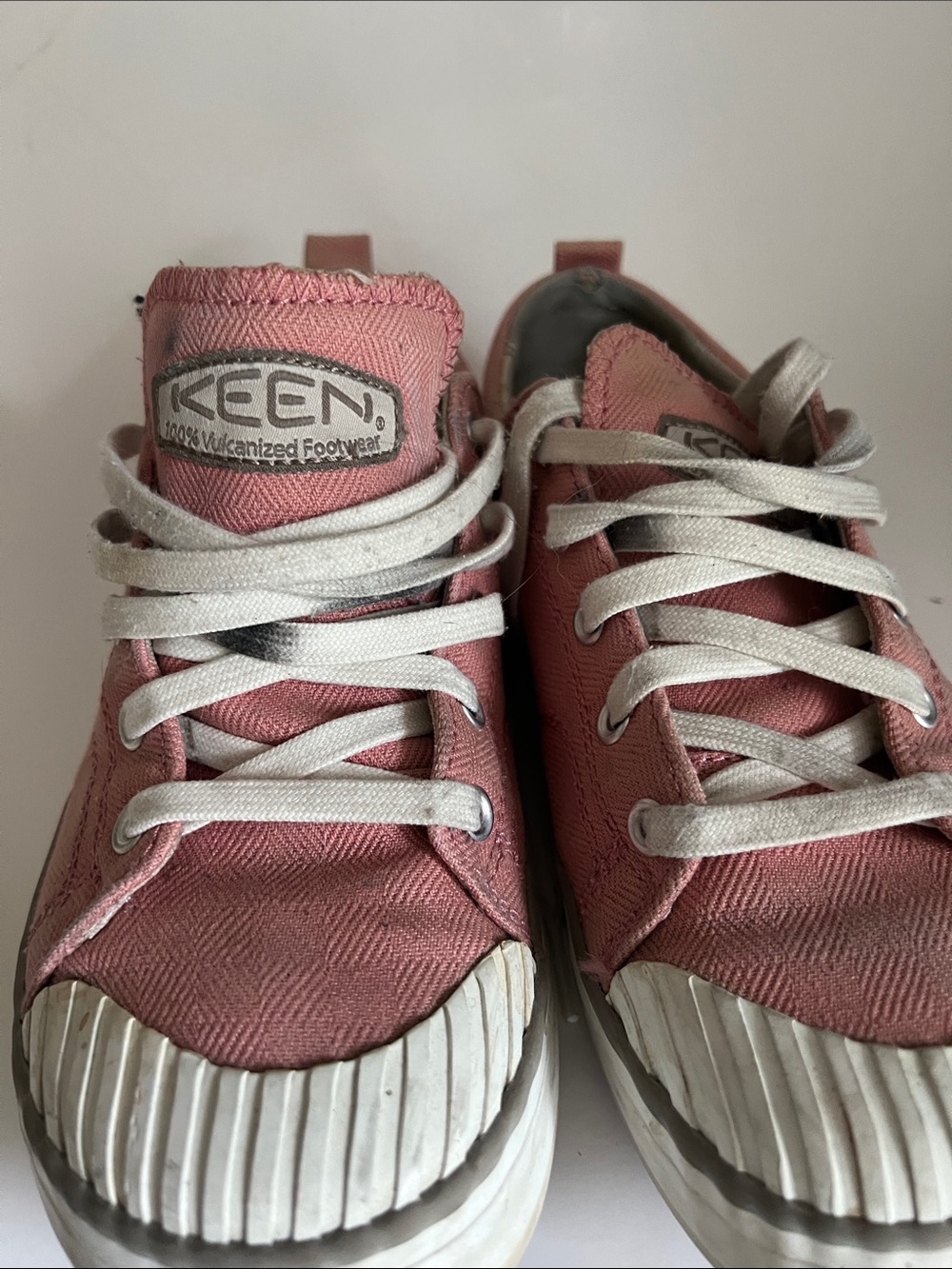 Keen Pink Canvas Lace-Up Sneakers with White Soles